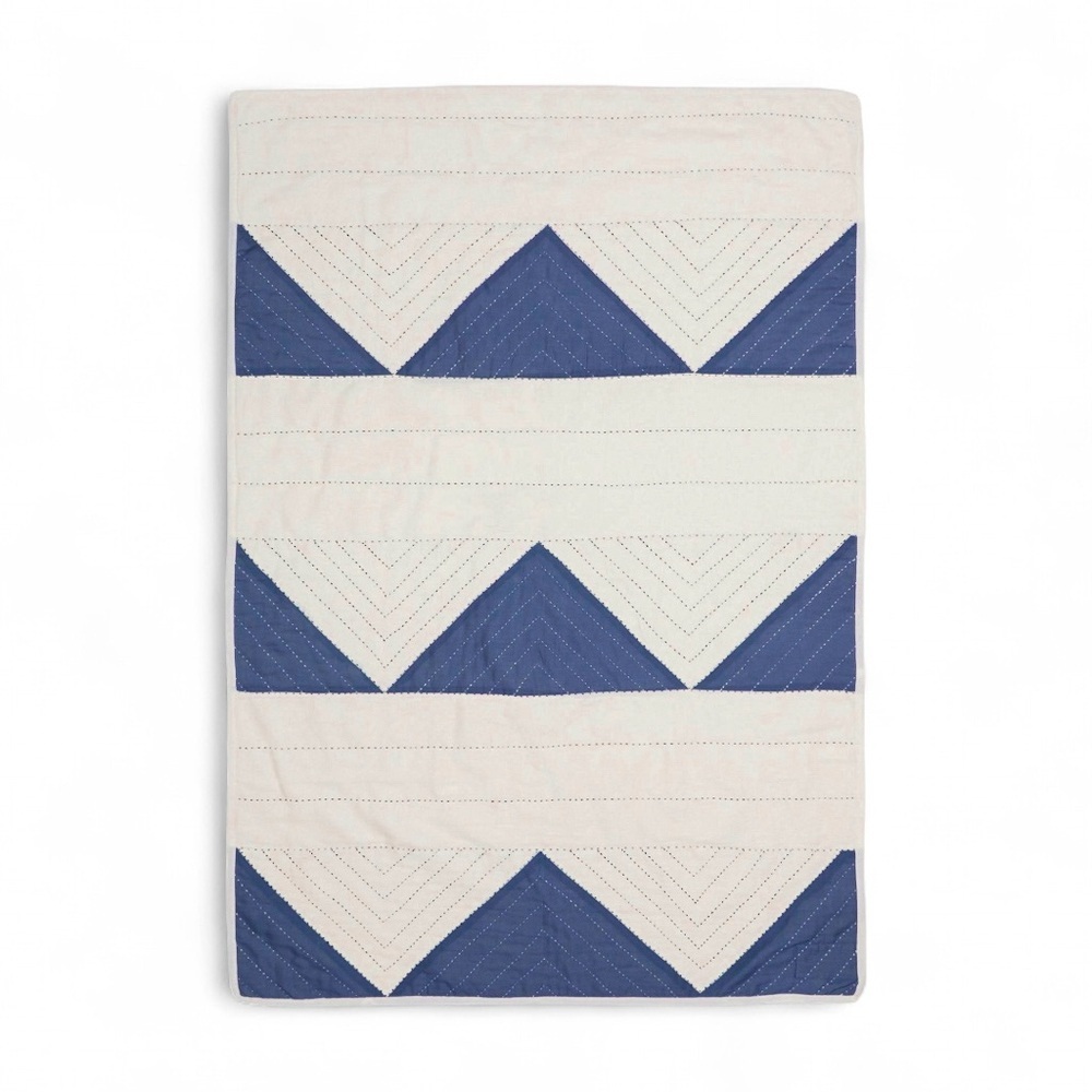 Anthropologie x Anchal Organic Cotton Small Throw Blue Ivory NWT​